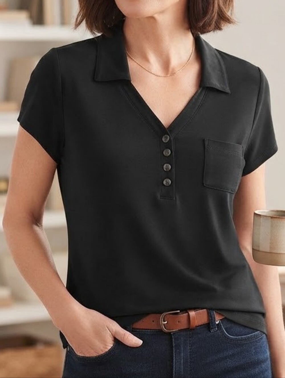 Chico's Black Short Sleeve Top Like New